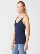 Supima Slub Jersey V Neck Tank - Navy by Stateside — alternate view