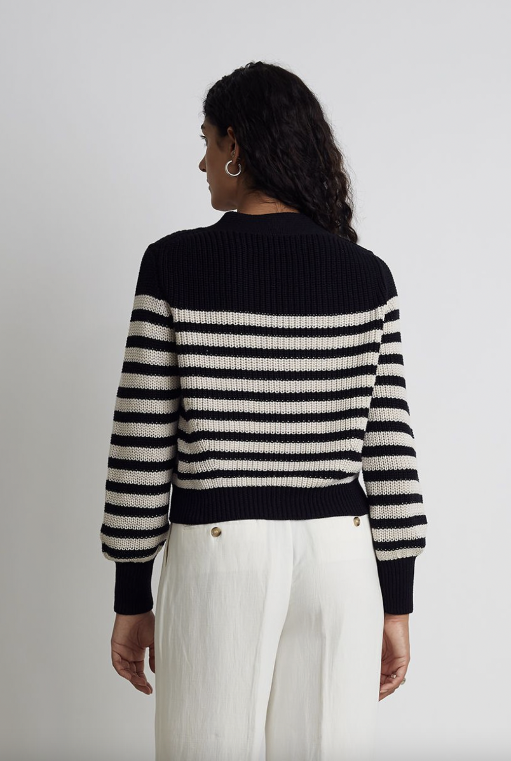 Isla Cardigan - Navy Ivory Stripe by Eleven Six — alternate view