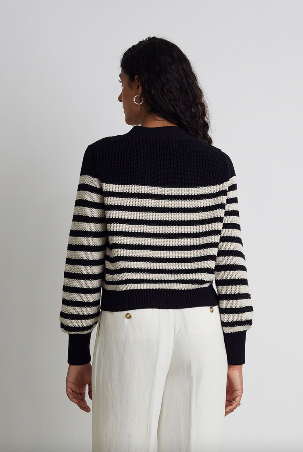 Isla Cardigan - Navy Ivory Stripe by Eleven Six — alternate view