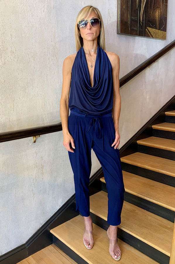 Harriet Jersey Halter Tank - Spring Navy by Ramy Brook — view 3