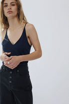 Supima Slub Jersey V Neck Tank - Navy by Stateside — view 4