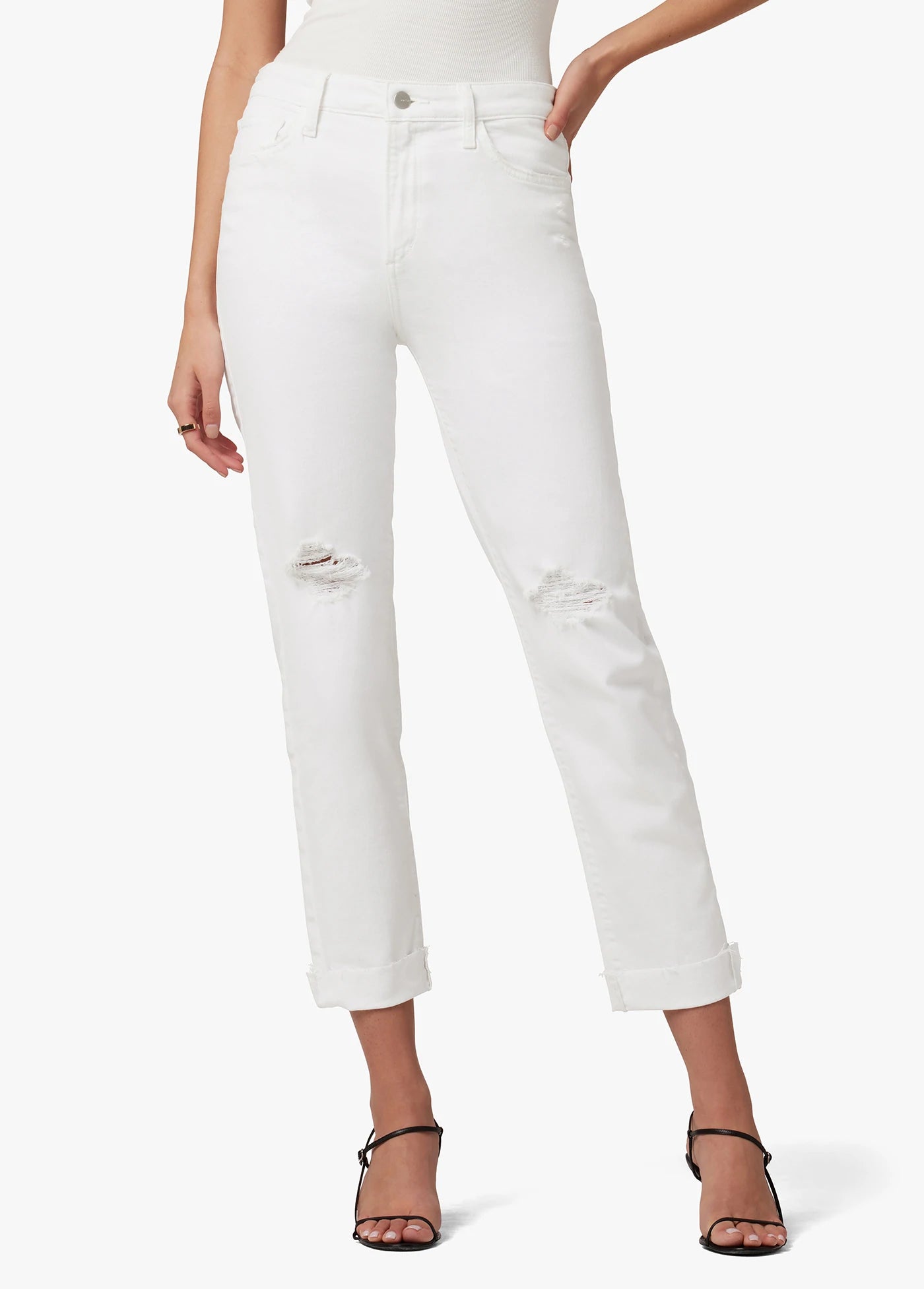 The Niki Mid Rise Boyfriend - White by Joe's Jeans — alternate view