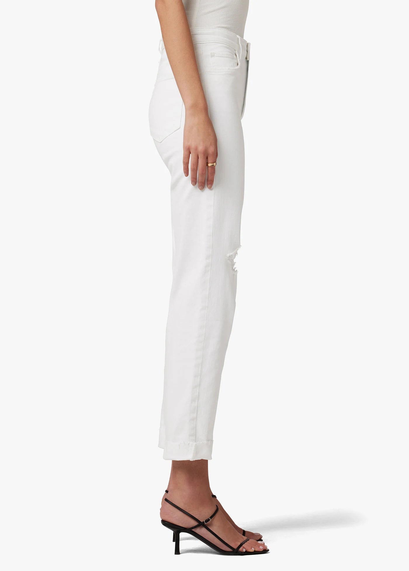 The Niki Mid Rise Boyfriend - White by Joe's Jeans — view 3