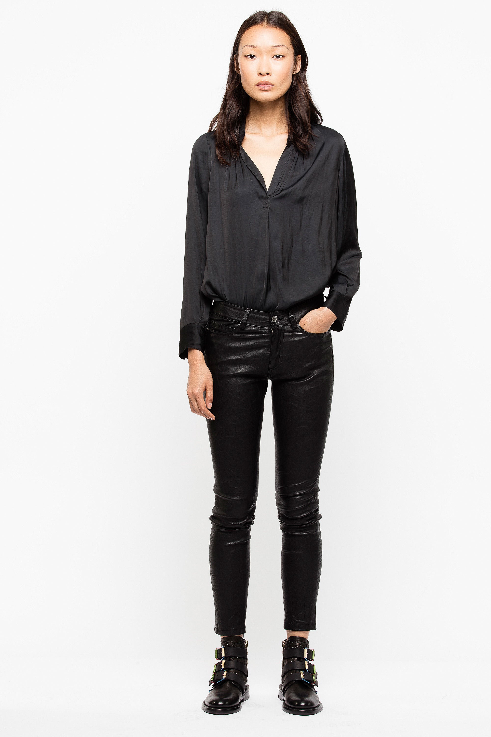 Tink Satin Tunic - Noir by Zadig & Voltaire — view 3