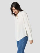 Shanton Silk Shirt - Nature White by Equipment — view 4