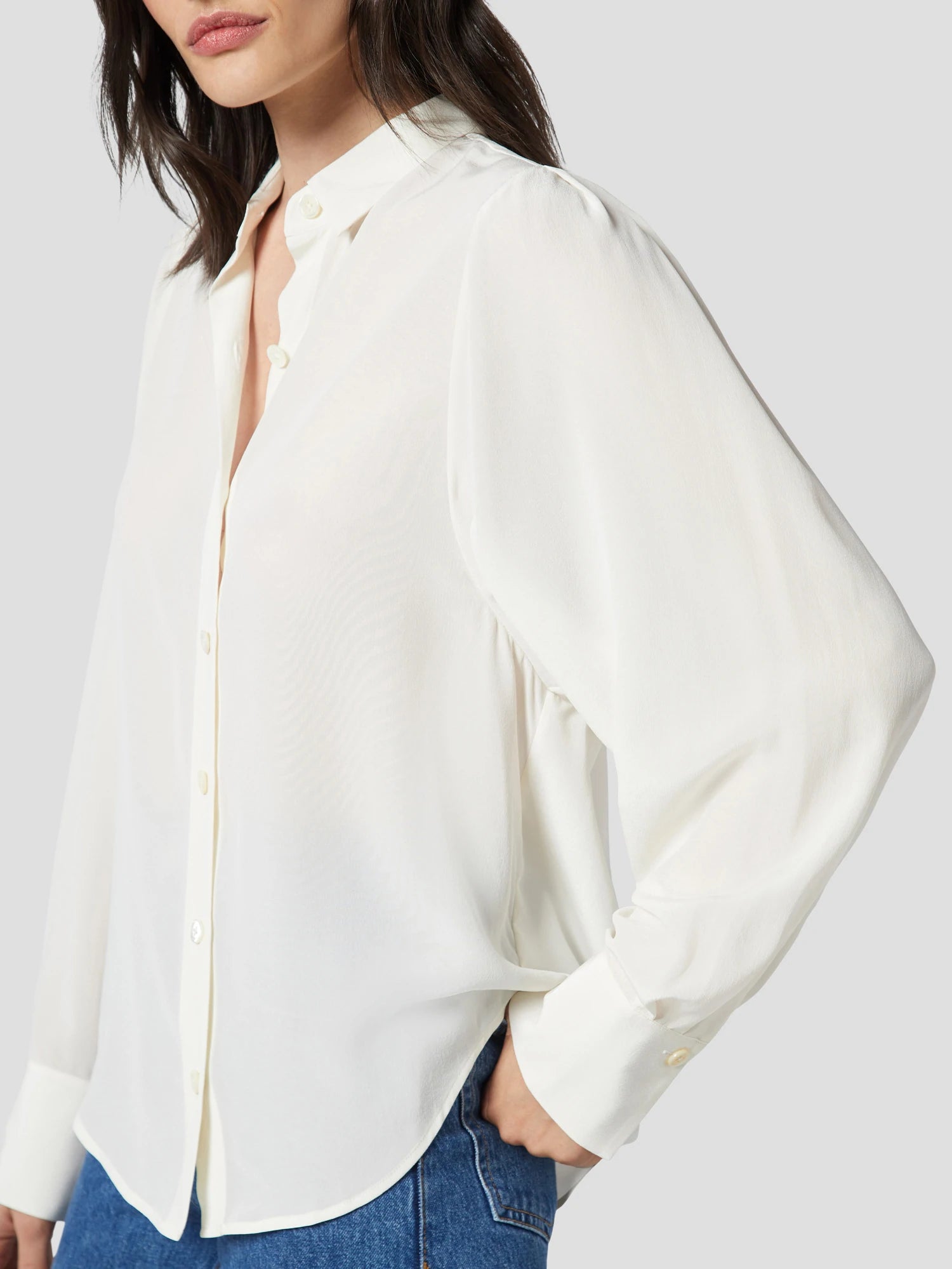 Shanton Silk Shirt - Nature White by Equipment — view 5