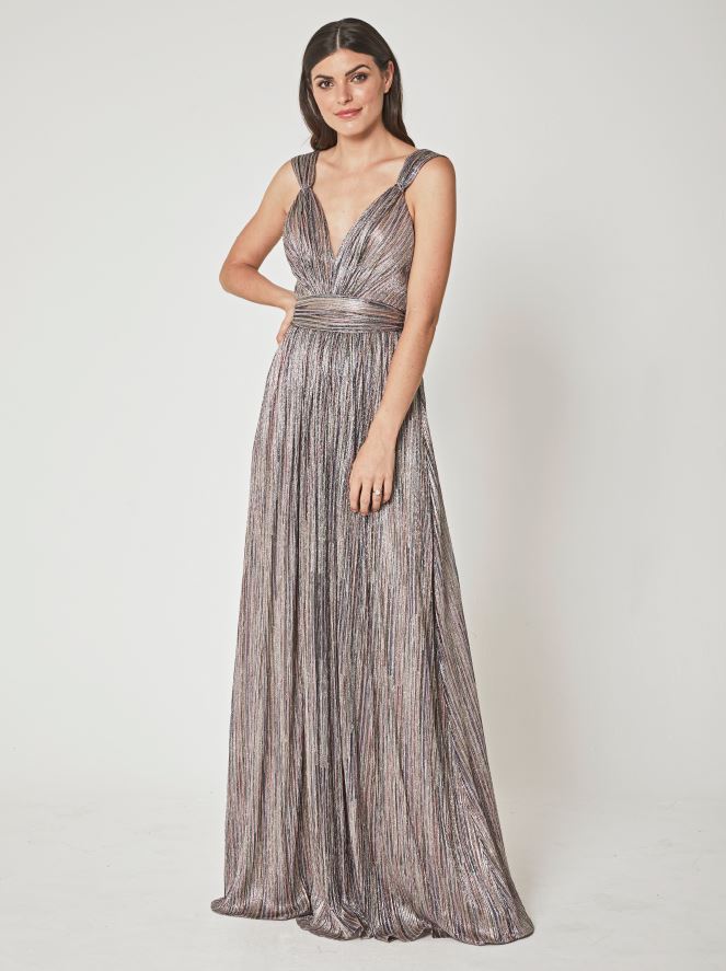 Nya Dress - Metallic Pink Multi Stripe by Catherine Deane | 25 South Boutiques