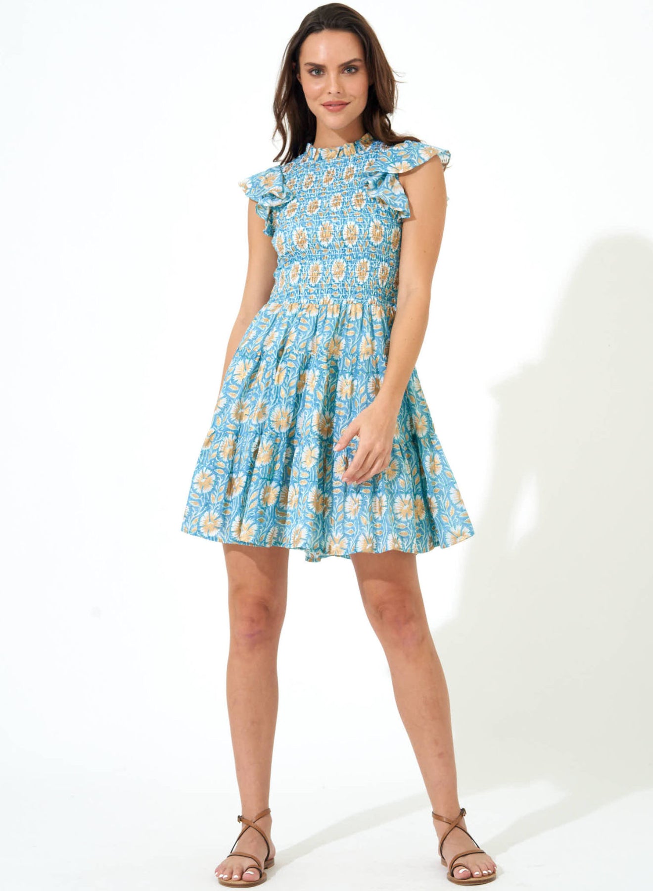 Smocked Flirty Short Dress - Ocean Haveli by Oliphant | 25 South Boutiques