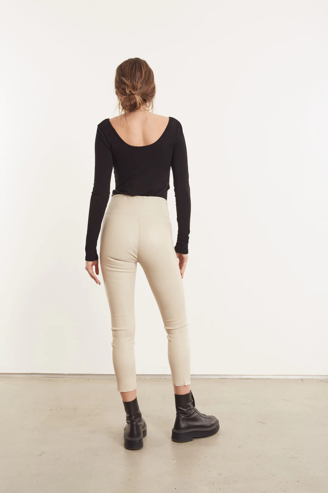 Capri Leather Legging - Off White by SPRWMN — view 4