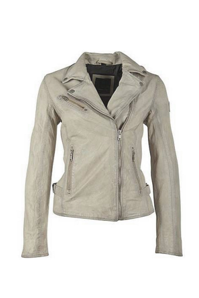 Maysie Peace Leather Jacket - Off White by Mauritius — alternate view