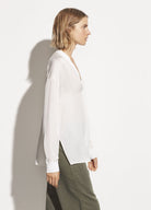 Long Sleeve Double Georgette Blouse - Off White by Vince — view 3