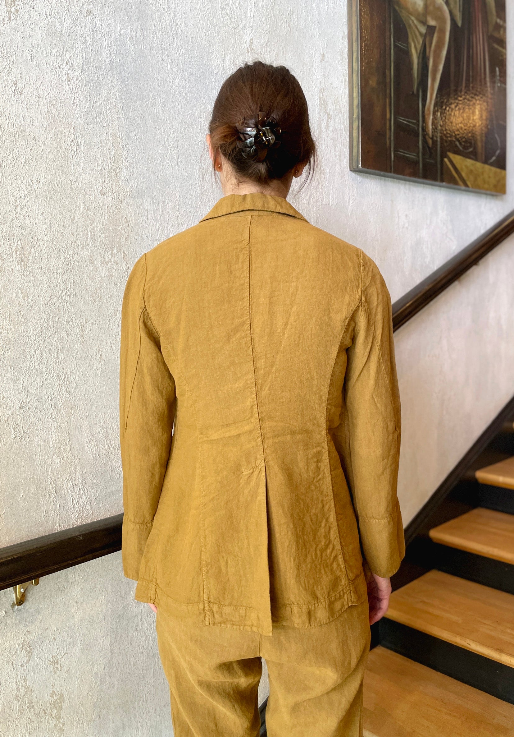 Comfort Fit Linen Jacket - Oil by Transit Par-Such — alternate view