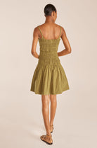 Mini Plaid Smocked Dress - Plaid Olive Combo by Rebecca Taylor — alternate view
