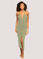 Ruched Halter Dress - Olive by Sundry | 25 South Boutiques