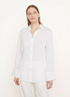 Fine Stripe Relaxed Long Sleeve Shirt - Optic White / Black Stripe by Vince | 25 South Boutiques