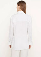 Fine Stripe Relaxed Long Sleeve Shirt - Optic White / Black Stripe by Vince — view 4
