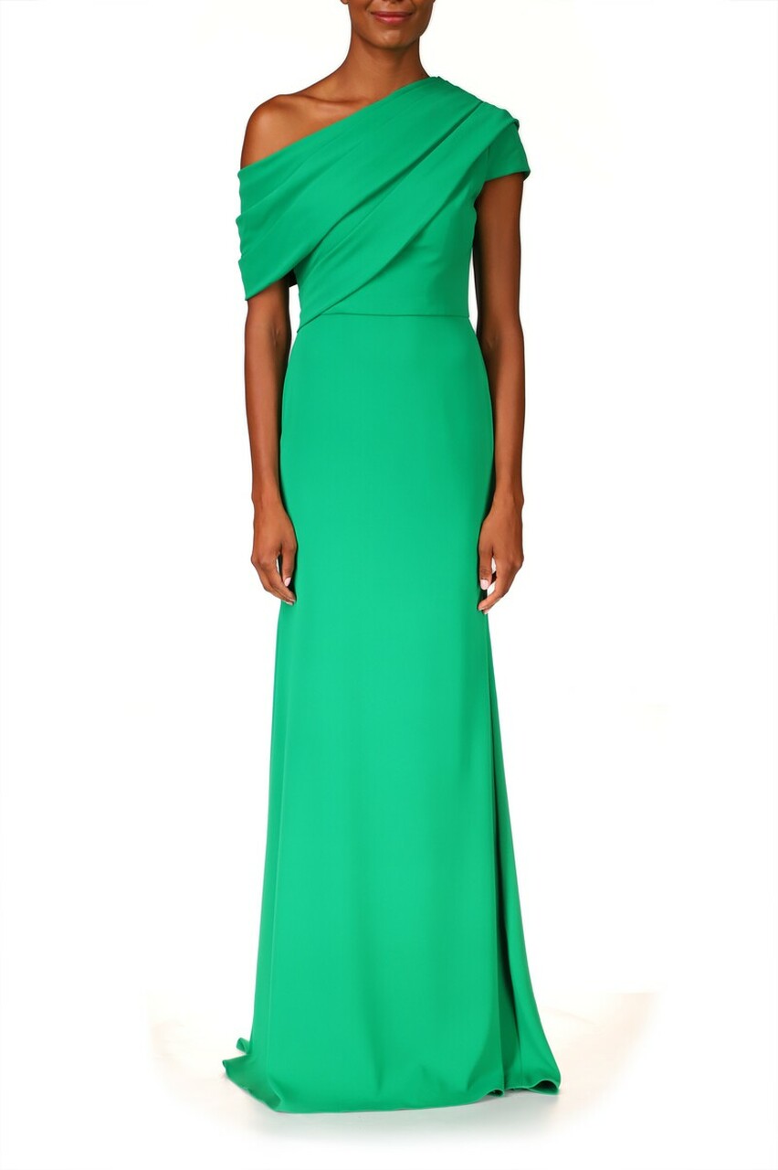Draped One-Shoulder Gown - Palm Green by Badgley Mischka | 25 South Boutiques