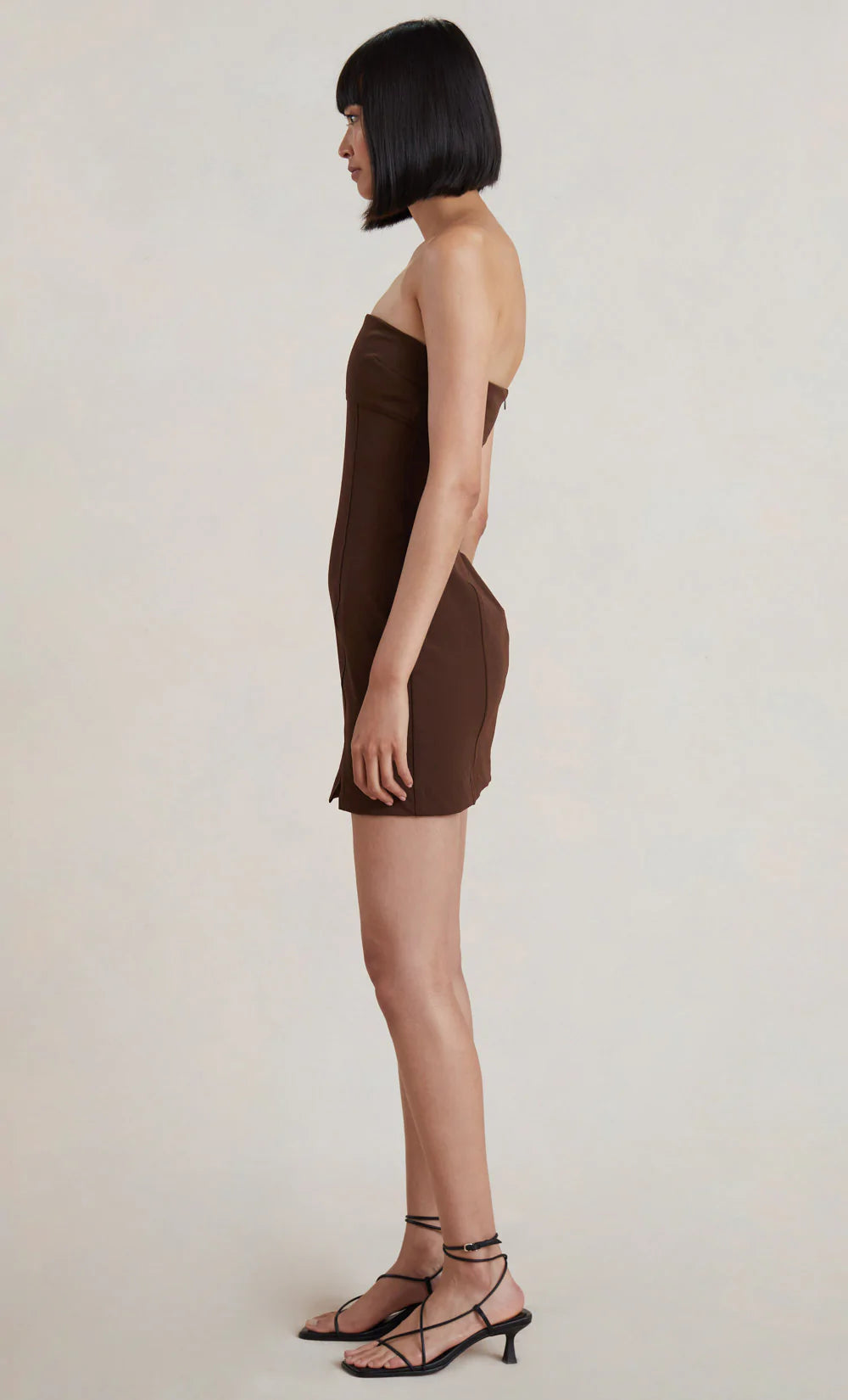 Paloma Strapless Mini Dress - Chocolate by Bec & Bridge — view 3