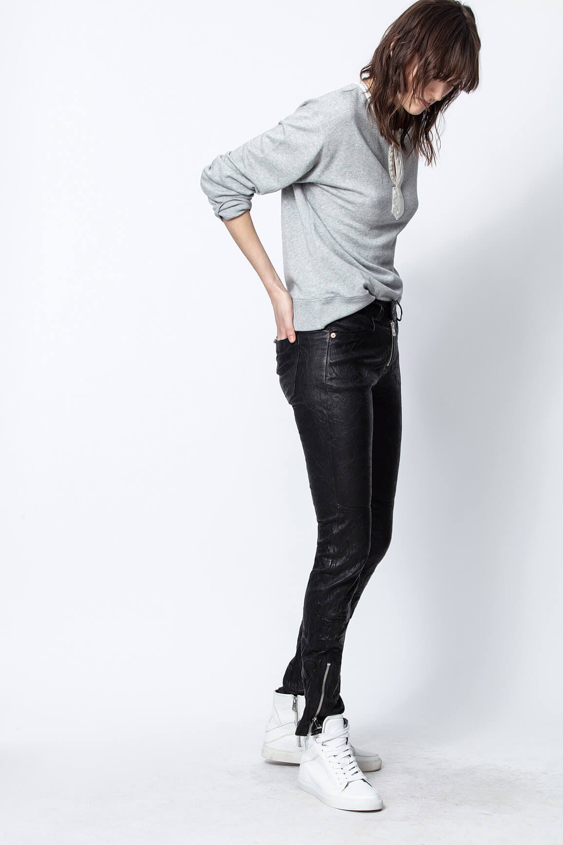 Phlamo Leather Pants - Noir by Zadig & Voltaire — alternate view