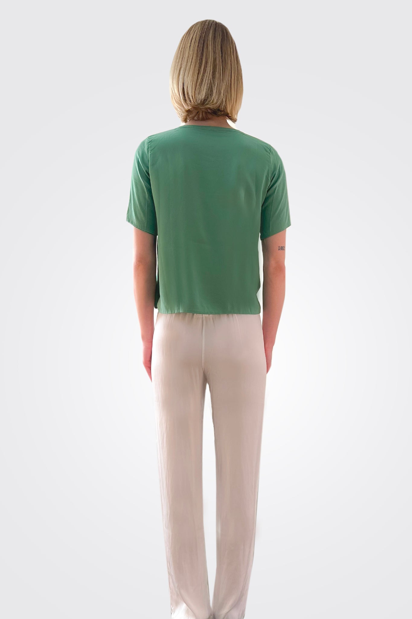 Silk Tapered Trousers - White by Private 0204 — view 3