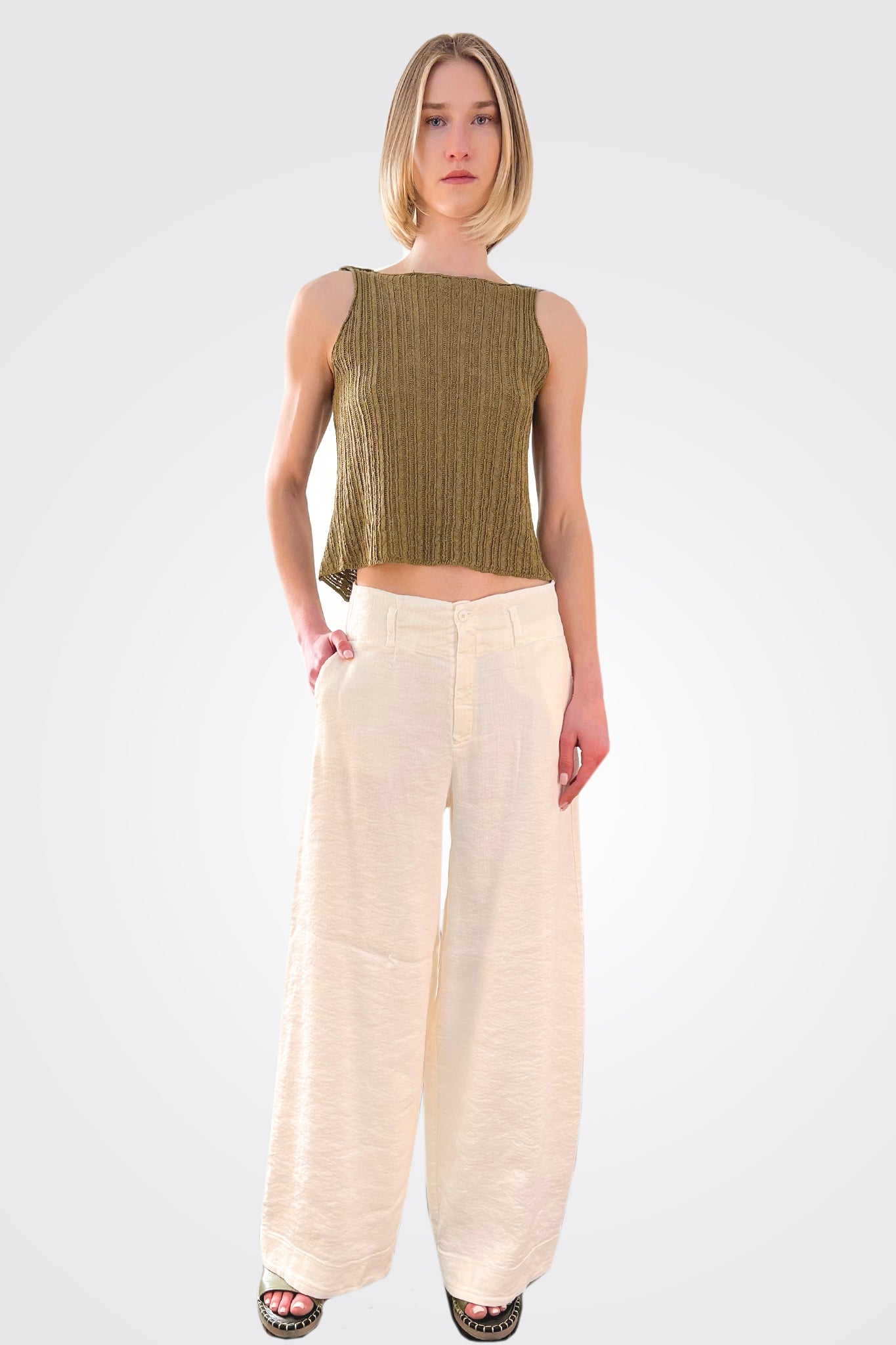 Wide Leg Trousers - Ivory by Transit Par-Such | 25 South Boutiques
