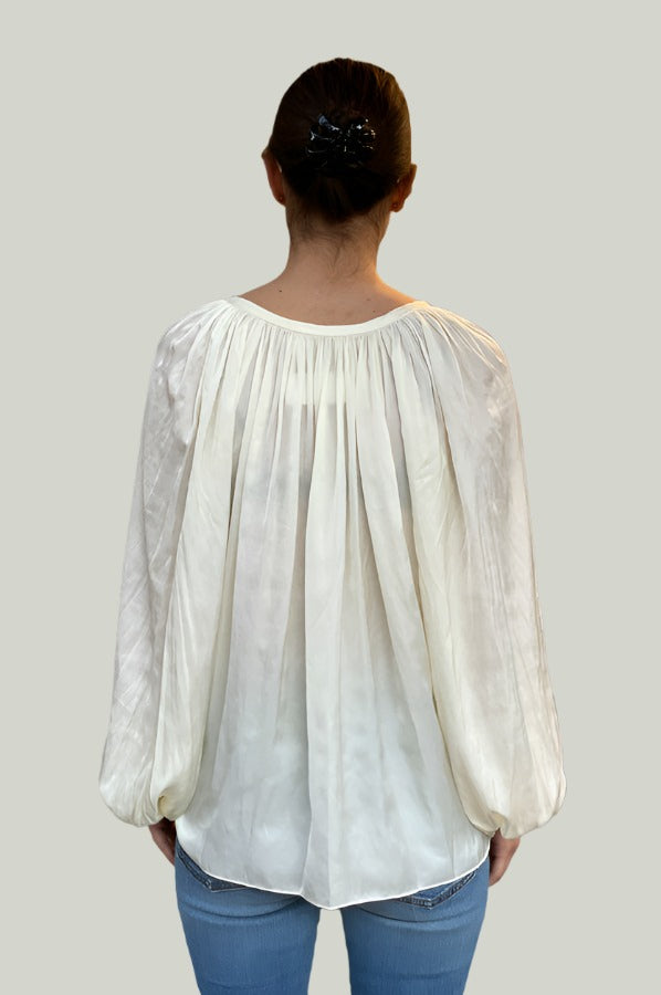 Shiny Paris Long Sleeve Blouse - Cream by Ramy Brook — alternate view
