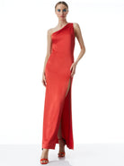 Paulette One Shoulder Fitted Down - Bright Poppy by Alice & Olivia | 25 South Boutiques