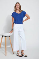 Payton Wide Leg Crop - White by Lysse — view 5