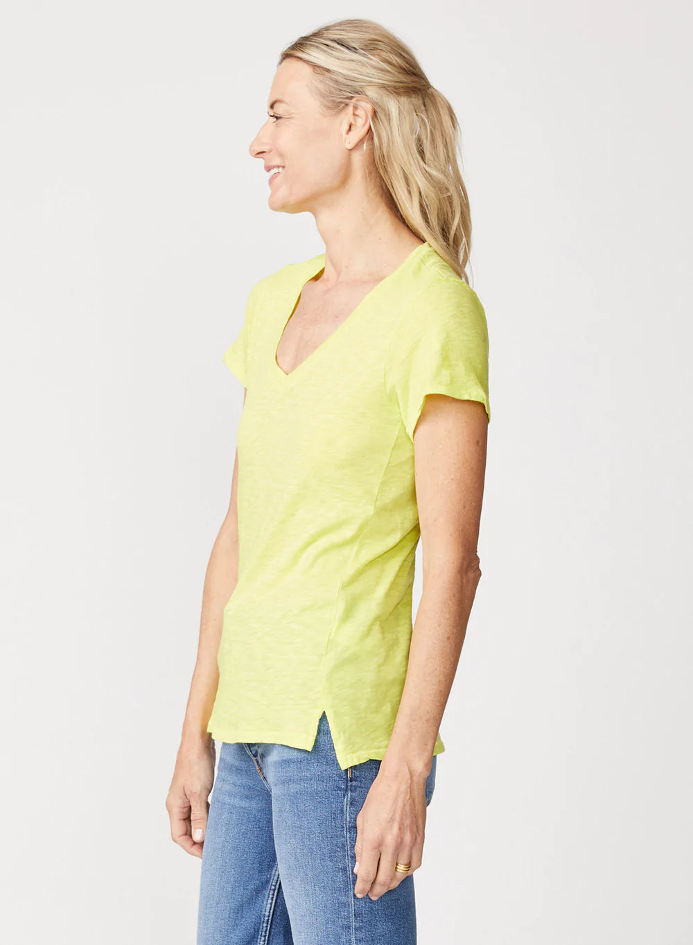 Supima Slub Jersey V Neck T Shirt - Pear by Stateside — alternate view