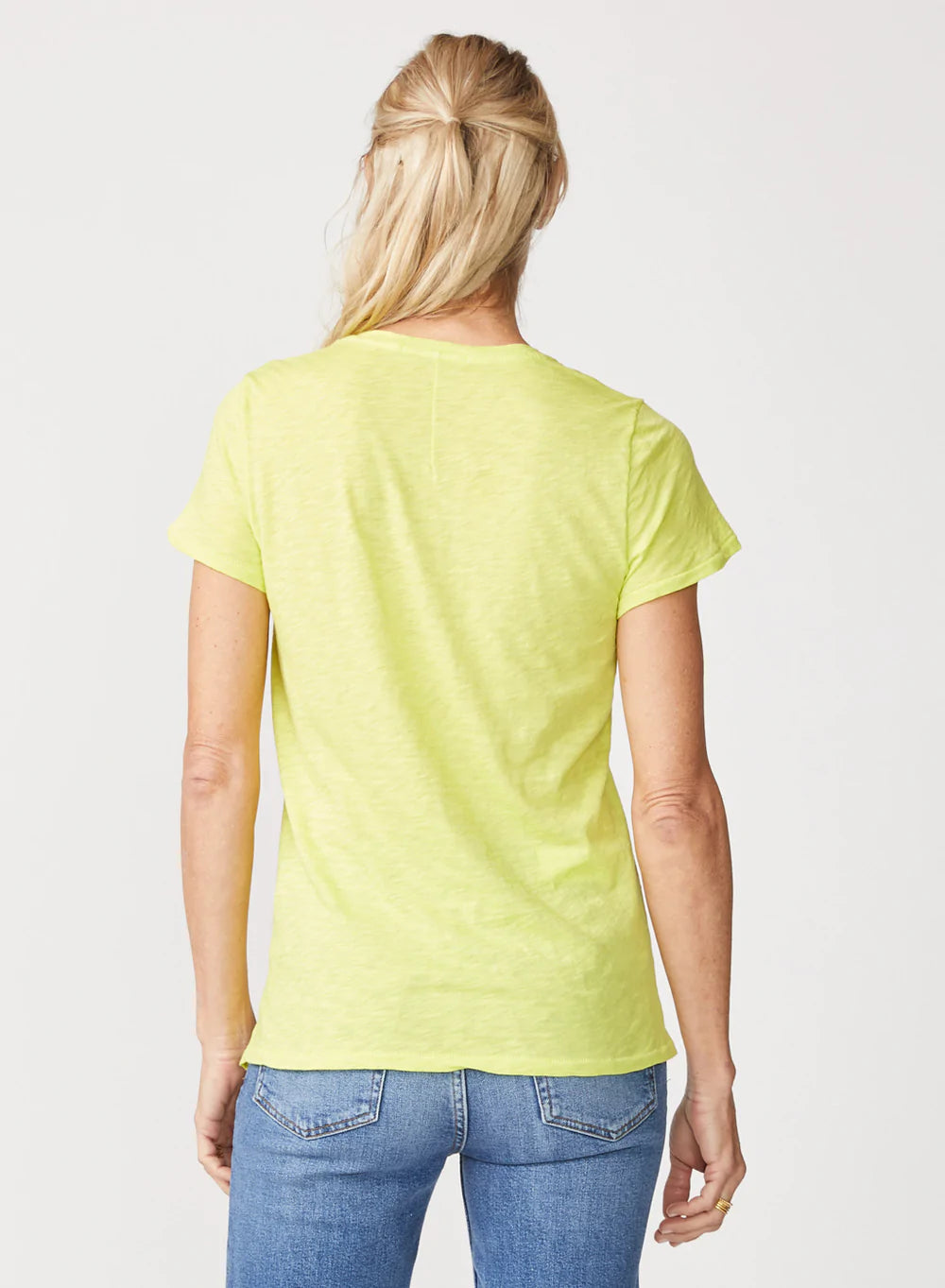 Supima Slub Jersey V Neck T Shirt - Pear by Stateside — view 3