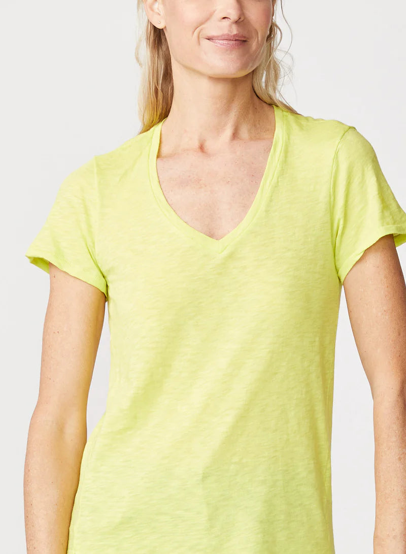 Supima Slub Jersey V Neck T Shirt - Pear by Stateside — view 4