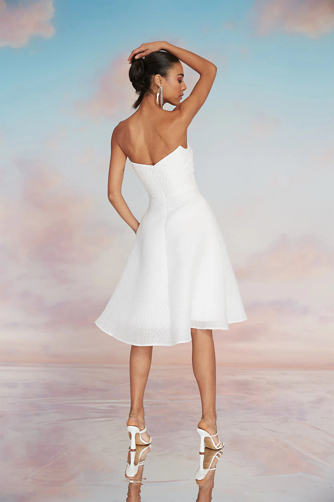 Penelope Strapless Dress - White by Theia — view 5