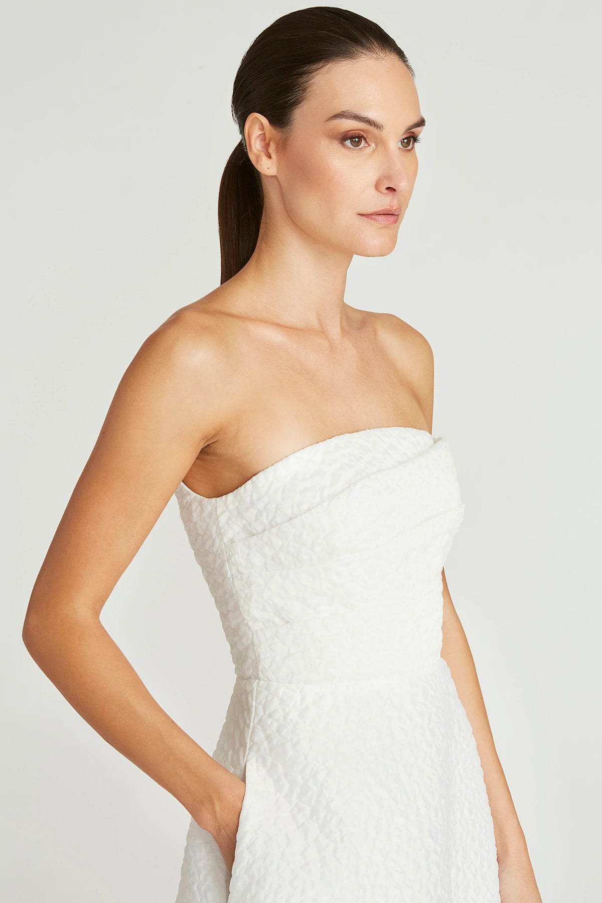Penelope Strapless Dress - White by Theia — view 4