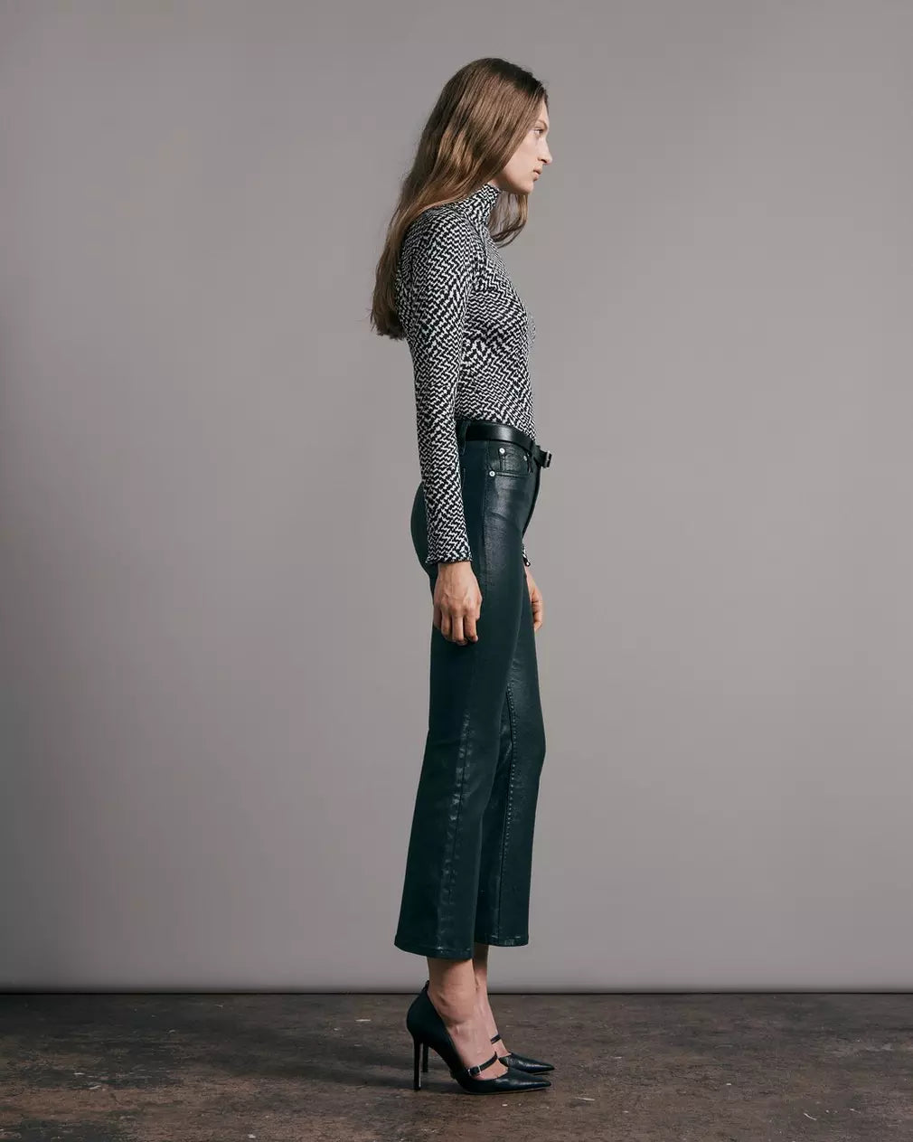 Casey Coated High Rise Ankle Flare - Pine Grove Leatherette by Rag & Bone — view 3