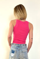 Crop Scoop Tank - Pink by Crown Jewel — alternate view