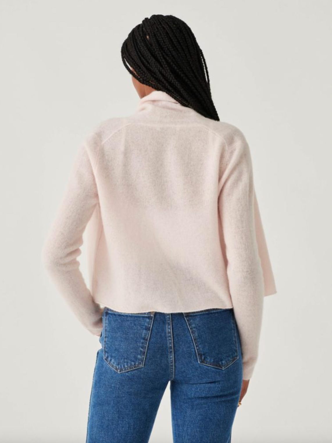 Essential Cashmere Cropped Trapeze - Pink Sand by White + Warren — alternate view