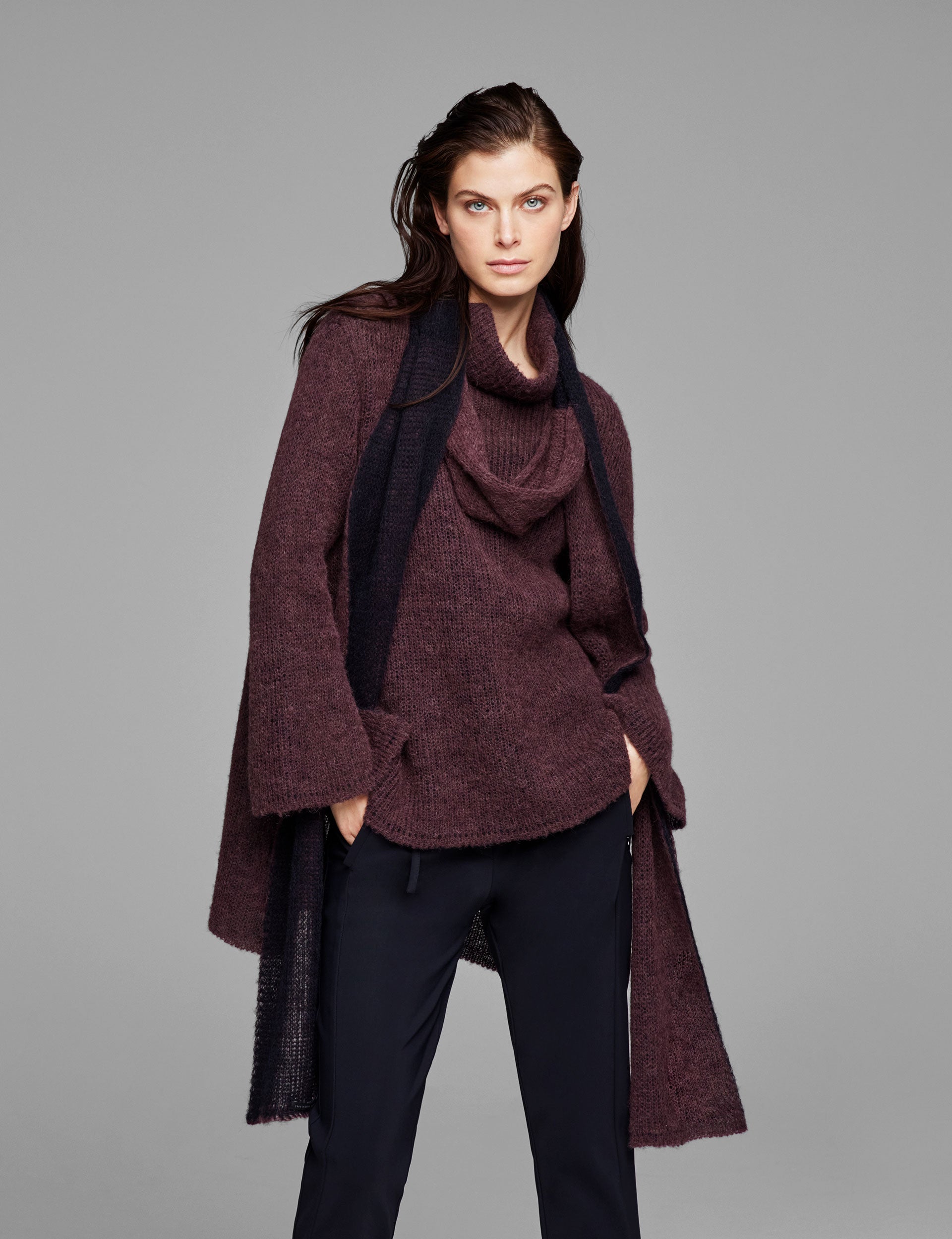 2 Sided Mohair Scarf - Plum — view 3