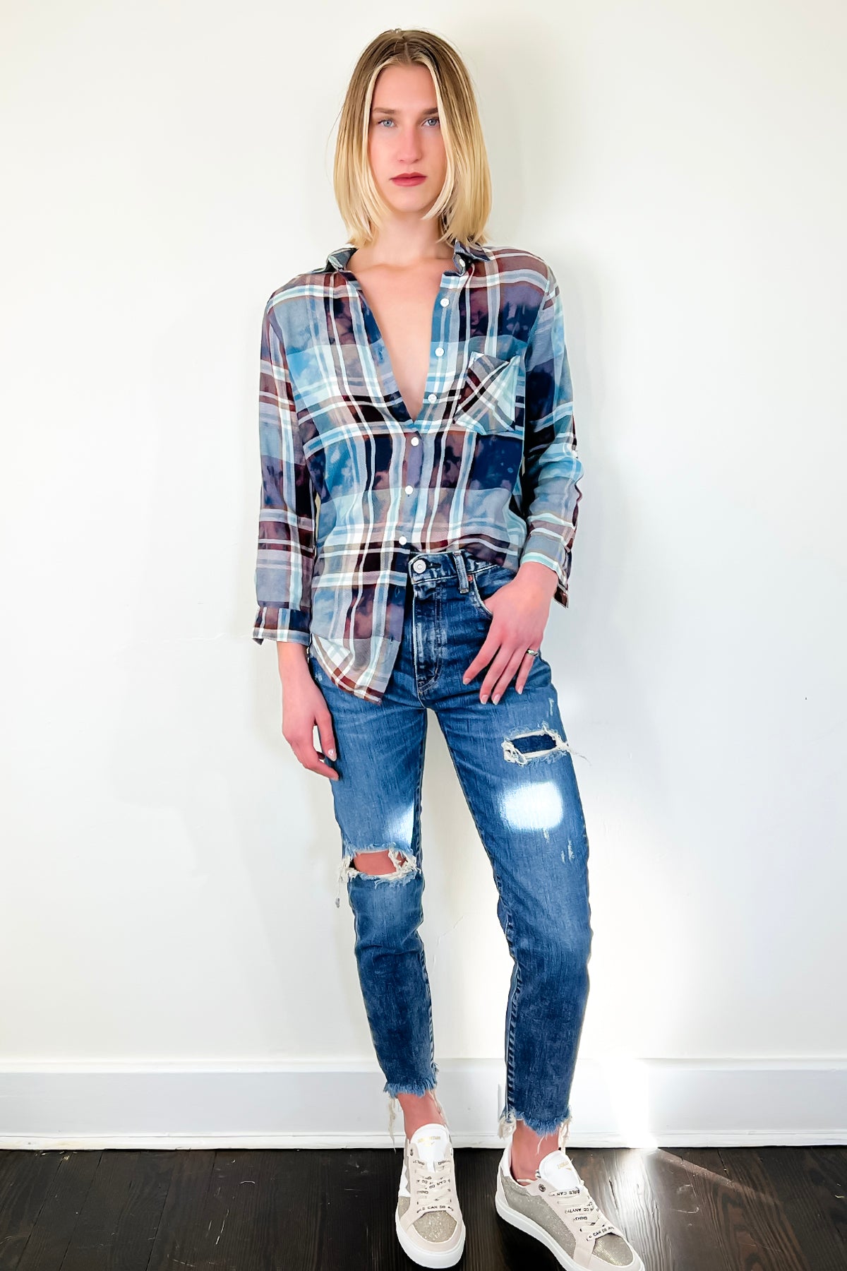Ray Back Patch Shirt - Turquoise by The Nu Vintage — view 3