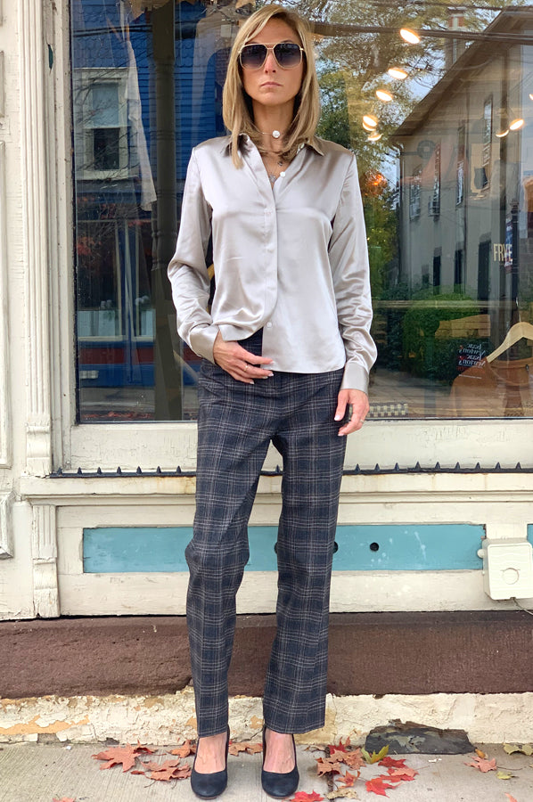 Plaid Wool Straight Jean - Multi by Theory — view 5