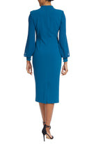 Pleated Neck Cocktail Dress - Teal by Badgley Mischka — alternate view