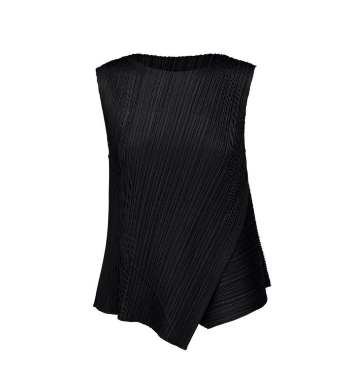 Diagonal Pleats Top - Black by Issey Miyake — view 4