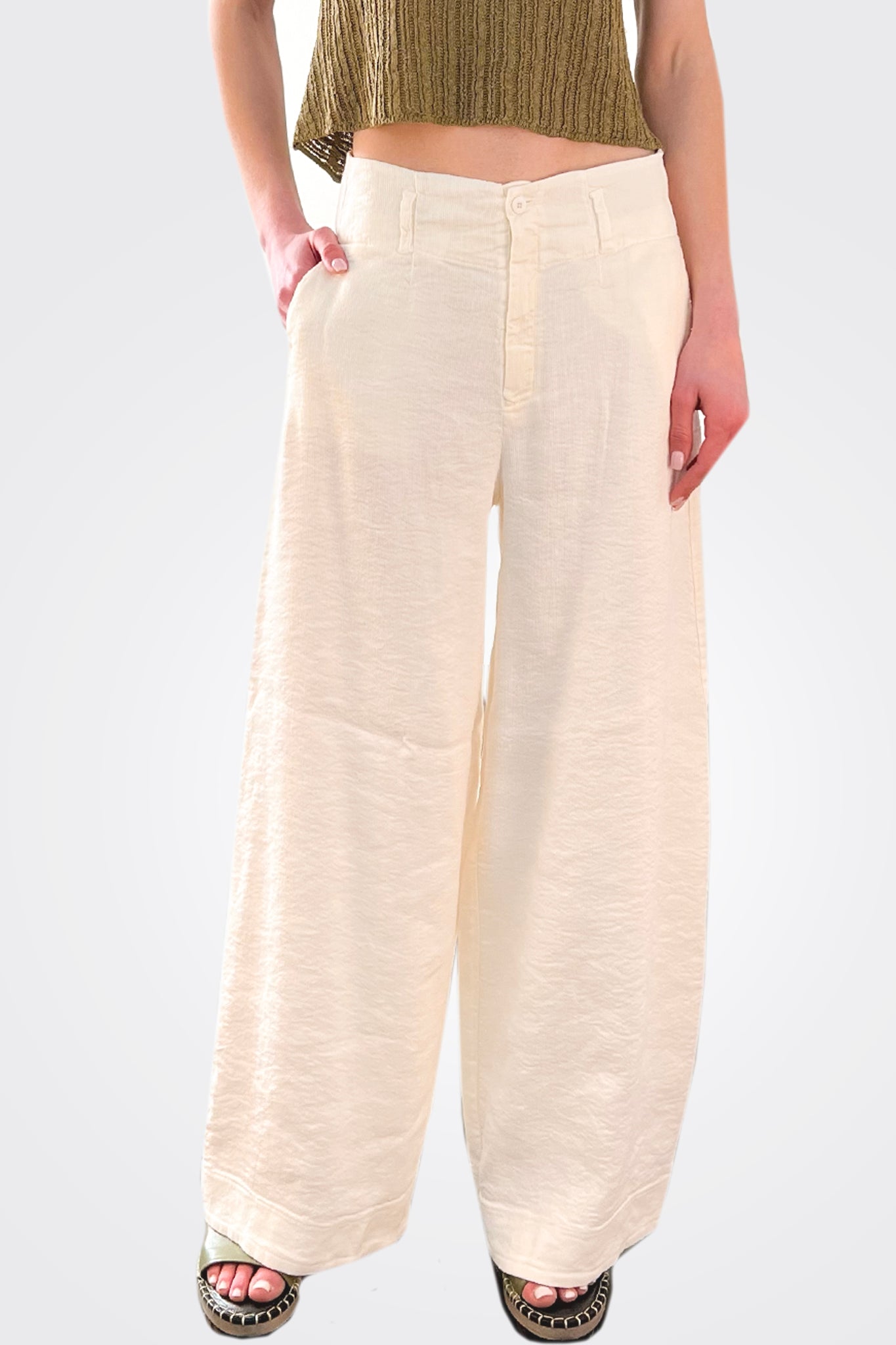 Wide Leg Trousers - Ivory by Transit Par-Such — alternate view