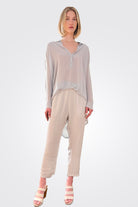 Silk Hi-Low Sheer Blouse - Sandy by Private 0204 — view 3