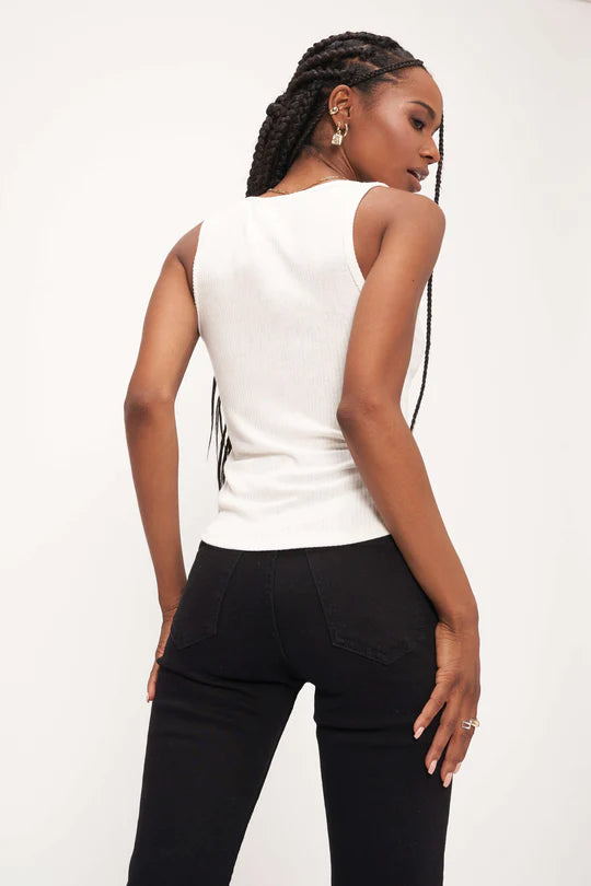 Madly Rib Notch Tank - White by Project Social T — view 4