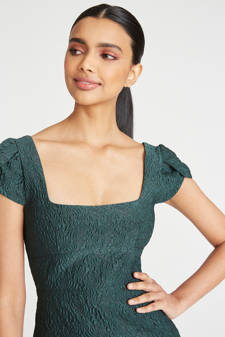 Rae High Low Cocktail Dress - Pine by Theia — view 3