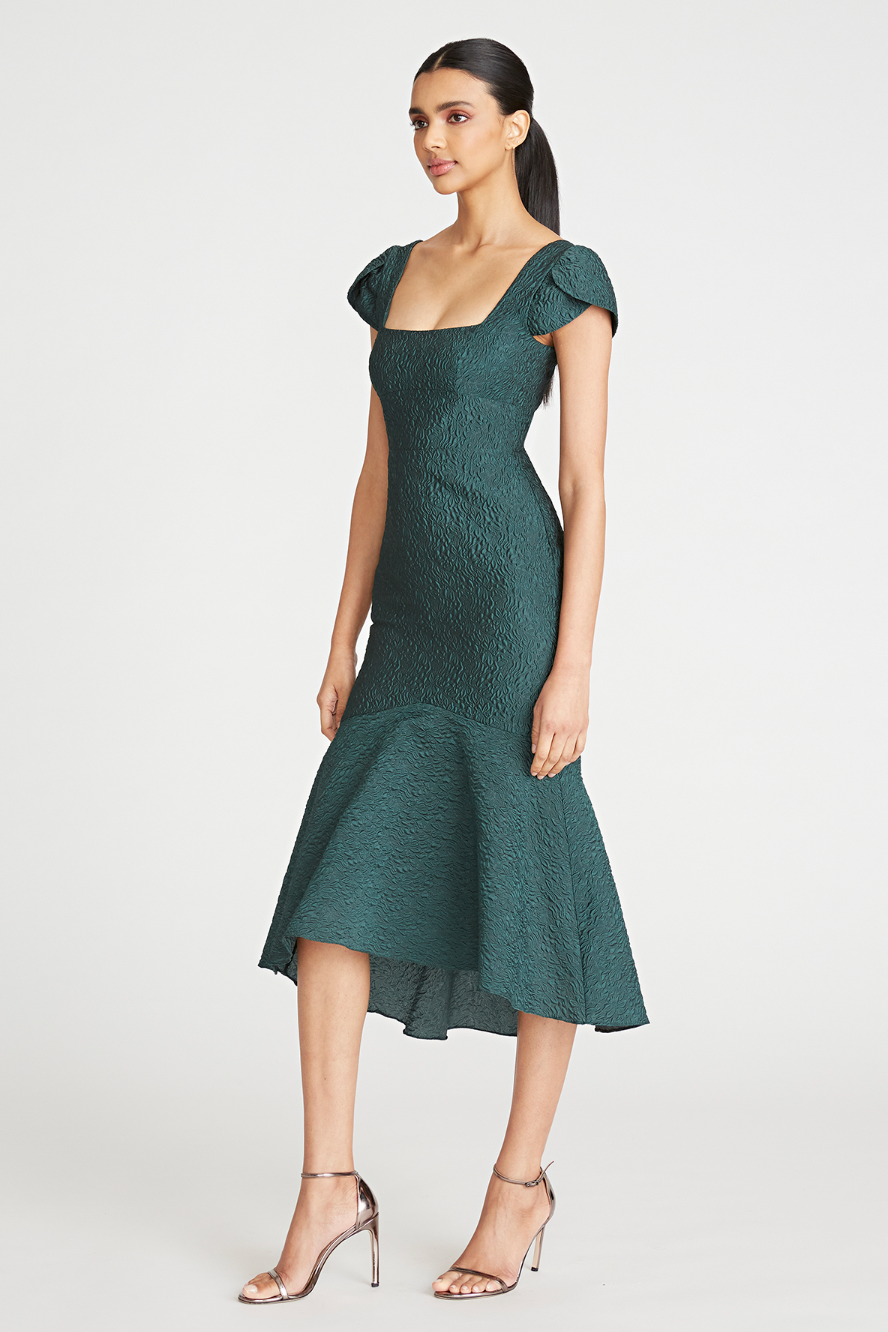 Rae High Low Cocktail Dress - Pine by Theia — view 4