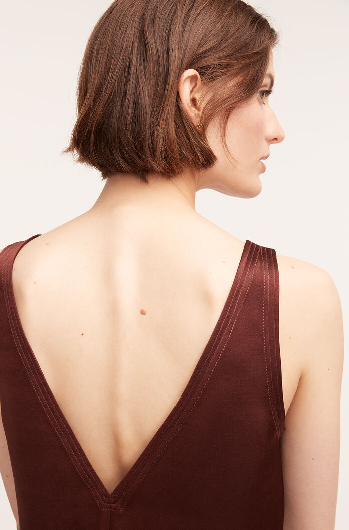 Heavy Satin Shift Dress - Raisin by Rebecca Taylor — view 4