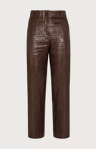 Leather Look Ramie Trousers - Cold Brown by Seventy Venezia — alternate view