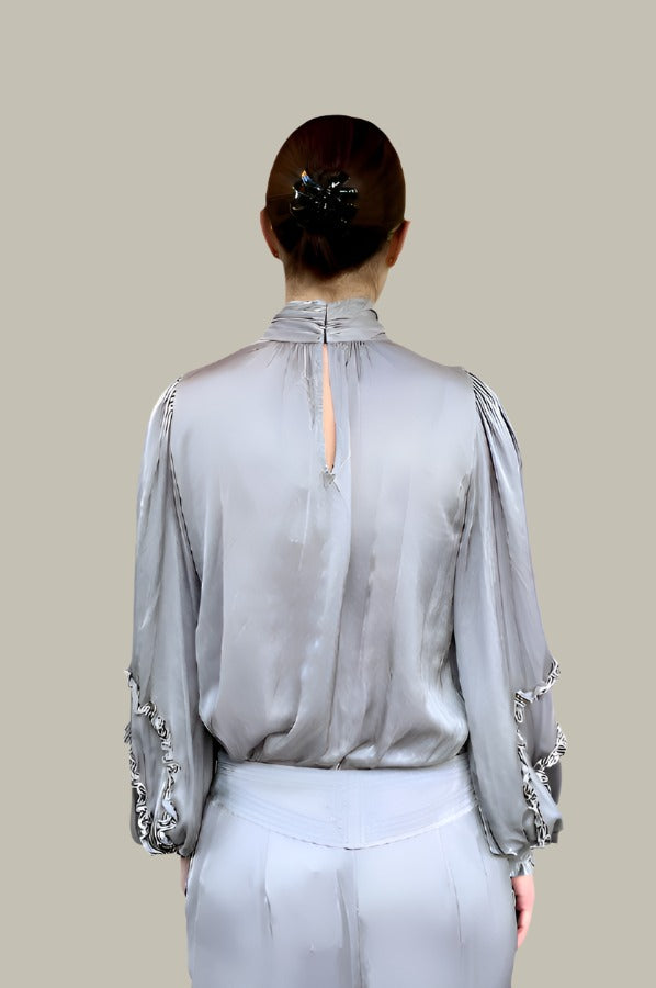 Carissa Mock Neck Blouse - Slate Grey by Ramy Brook — alternate view