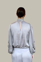 Carissa Mock Neck Blouse - Slate Grey by Ramy Brook — alternate view